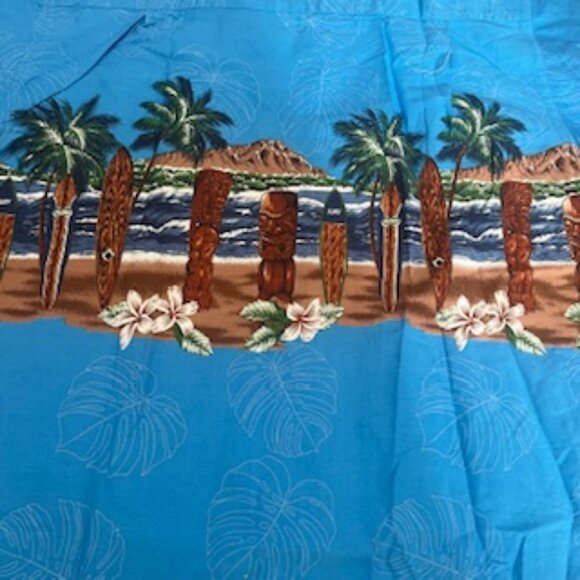 NEW Favant Aloha Shirt Men’s Size Large Hawaiian Blue Short Sleeve Button Up - Picture 9 of 14